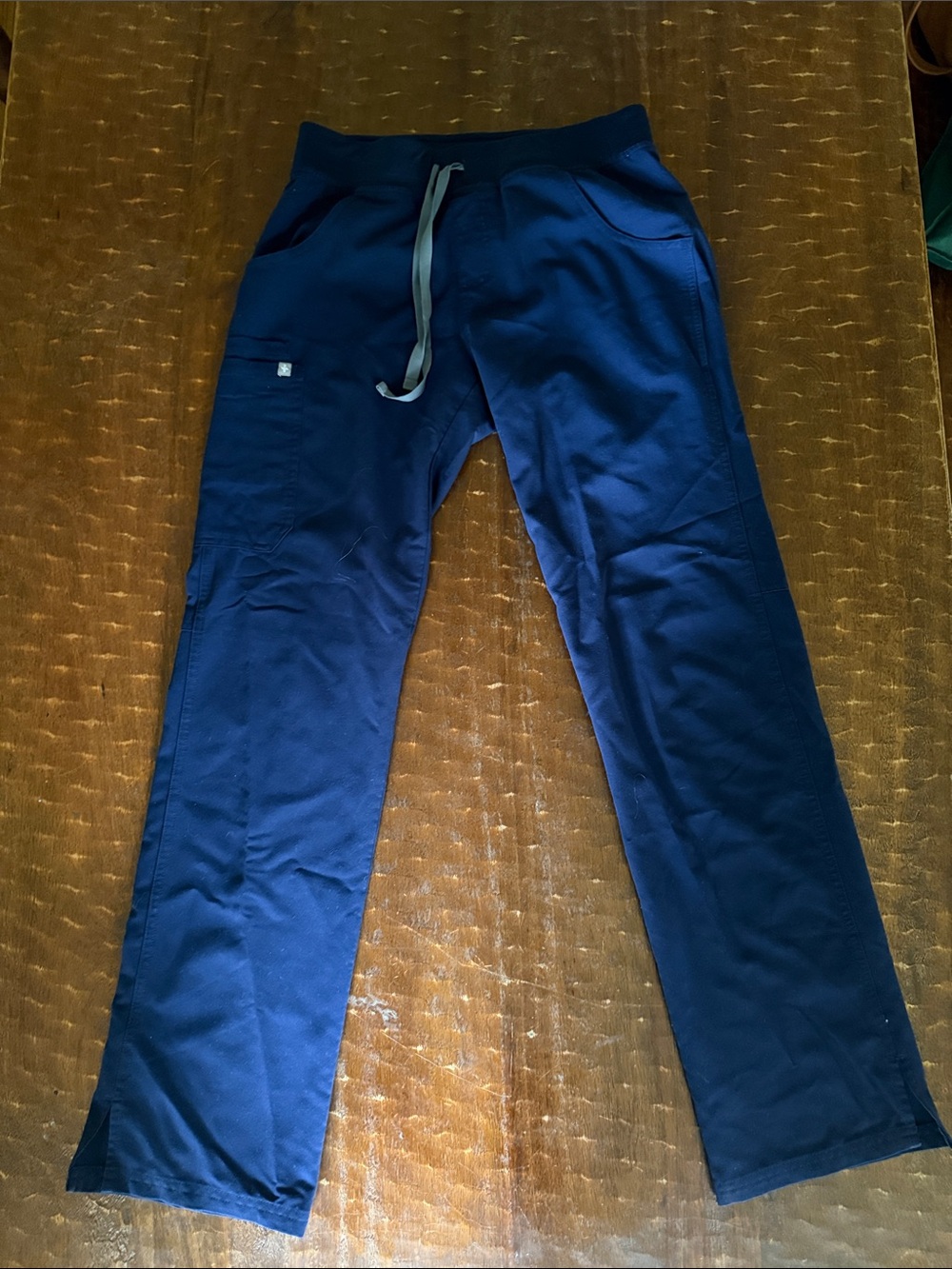 Figs Navy Jogger Pants with Gray Drawstring